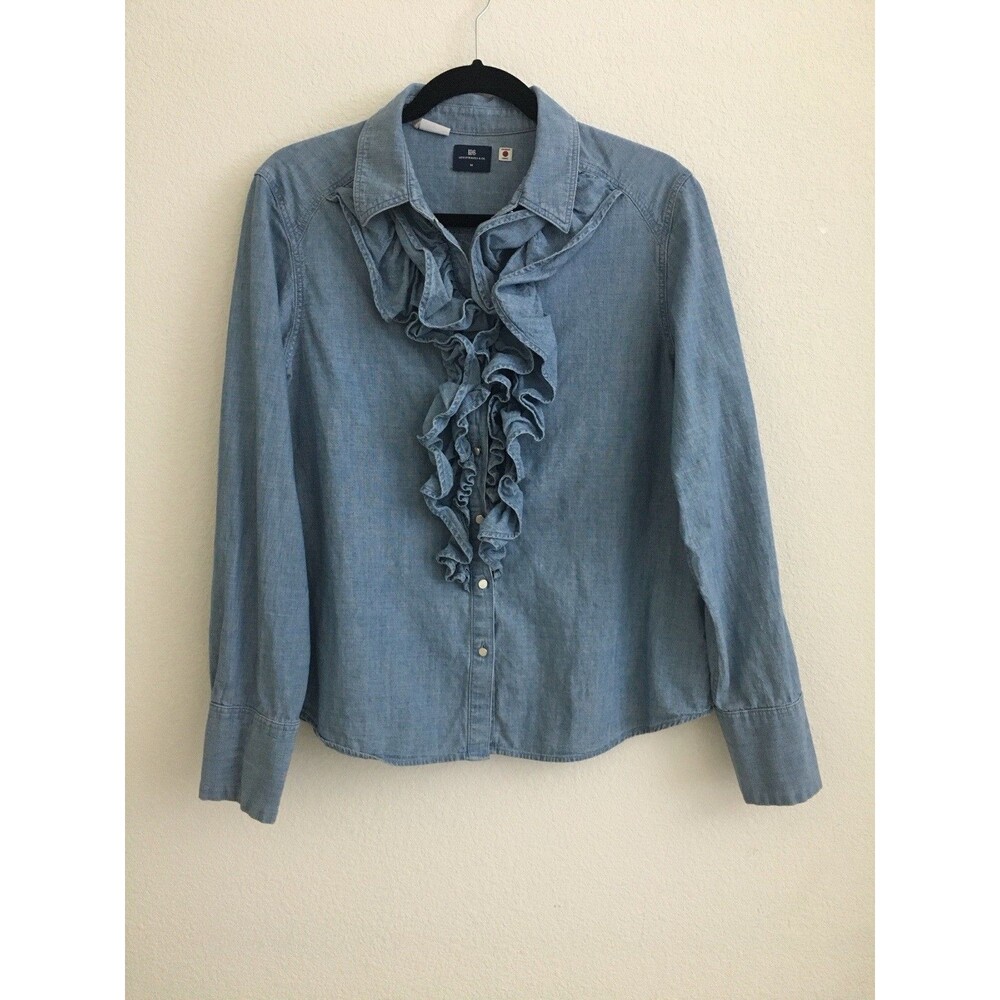 Levi Strauss LS&Co Japanese Fabric Chambray Ruffle Western Shirt Women's M Rare